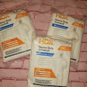 Bundle of 3 HDX Heavy Duty COVERALLS w/Protective Hood, 2XL